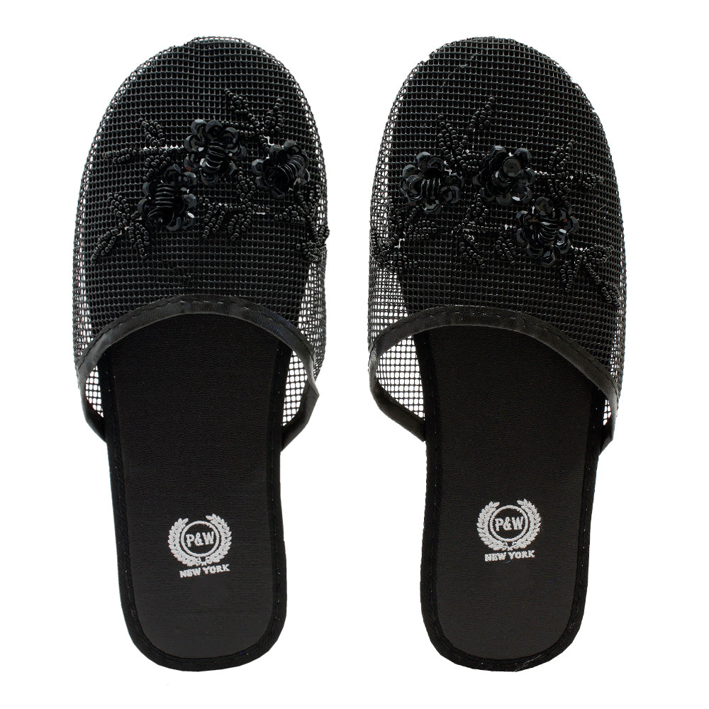 4900 BK WOMEN S CHINESE MESH SLIPPERS BLACK ONLY IN BULK PW Shoes Inc